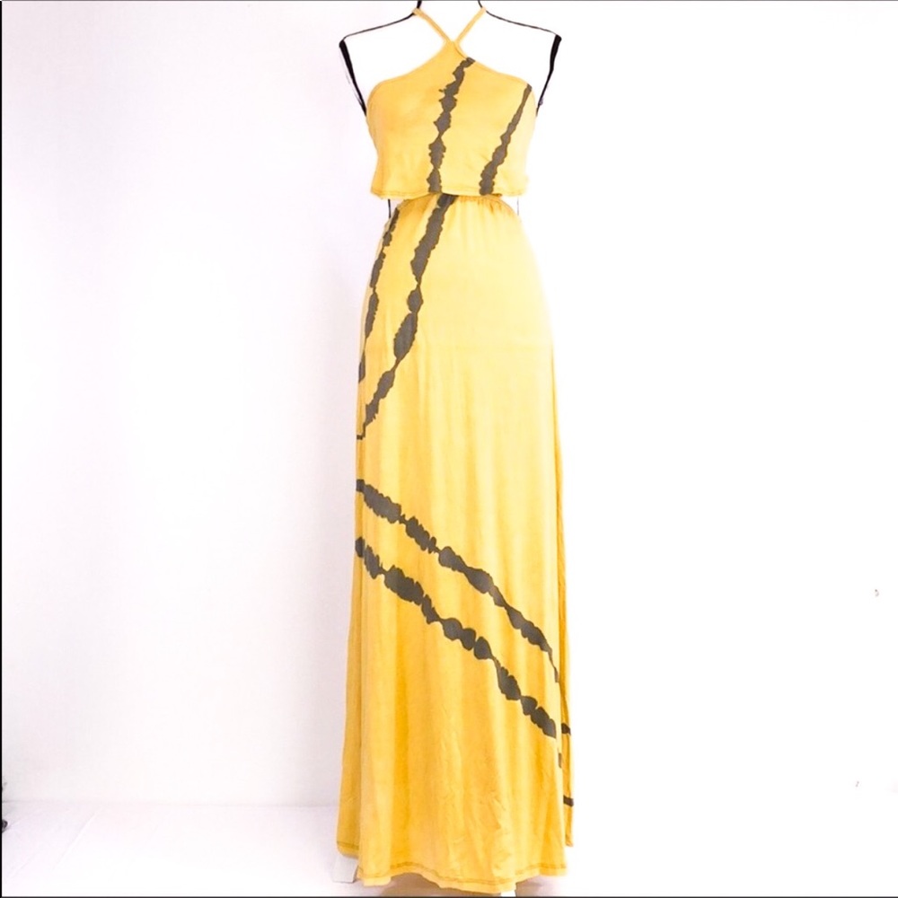 Go Couture Yellow & Olive Maxi Dress Size Large